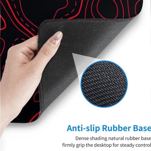 Red Black Topographic Mouse Pad Large Gaming Desk Mat Computer Mousepad … - Picture 6 of 7